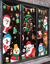 Christmas Sticker Decals Santa Claus Air Balloon Shopping Mall Windows Static Stickers DIY Adhesive Christmas Decorative4659302