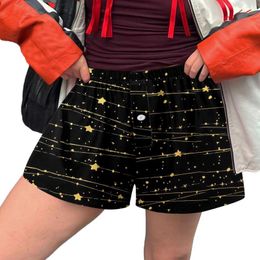 Women's Pants Women Shorts Cute Soft Elastic Low Waist Plaid Print Button Front Pajama Bottoms Boxer Comfy