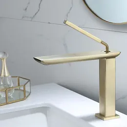 Bathroom Sink Faucets Basin Faucet Luxury Brush Gold Single Handle And Cold Tap High Quality Brass Deck Mounted Mixer
