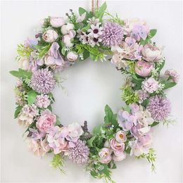 Decorative Flowers Simulation Garland Door Decoration Ornaments Mori Colorful Window Wedding Pography Small Floral Wreath