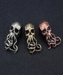 Paracord High Quality Sports Entertainment Camping HikingParacord Punk Brass Knife Bead Key Ring Pendants Copper Skull Keychains R5103499
