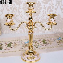Candle Holders European Style Metal Candlestick American Gold High 5 Arm Wedding Center Portavelas Decoracion Gift