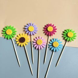 Forks 10Pcs Daisy Flower Fruit Sign Party Decoration Cake Dessert Compote Picks Sandwich Buffet Stick