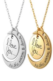 Fashion Necklace Moon Necklace I Love You To The Moon And Back For Mom Sister Family Pendant Link Chain7043237