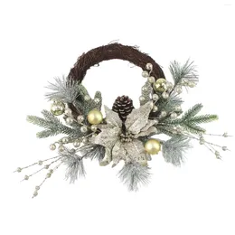Decorative Flowers Christmas Wreath With Lights Decoration Ornament Front Door For Indoor Wall Wedding Farmhouse Window