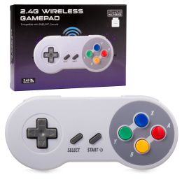 Gamepads 2 Pack SNES 2.4 G Wireless Retro Gamepad Joystick Classic Controller Compatible with SNES/SFC Game Console Multicolor