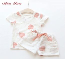 2pcssets Casual Kids Clothing Baby Girls Clothes Sets Summer Heart Printed Girl Tops Shirts Shorts Suits Children Clothing 2011263786893