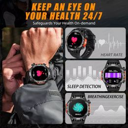 New Men's Smartwatch Compass Outdoor Sports Emergency Light IP68 Waterproof Bluetooth Call Full Touch Screen Smartwatch Men 2024