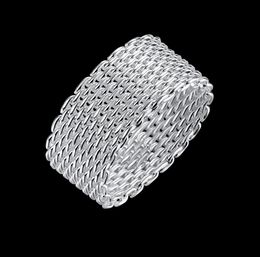 Net Rings 925 Silver Plated Round Braided S925 Flat Band Ring Trendy Fashionable Generous Designed Party Dancing Elegant Gifts POT3931710