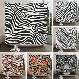 Shower Curtains Zebra Animal With Hooks Waterproof 3d Bathroom Decoration 180 240cm Printing Washable Bath Screen