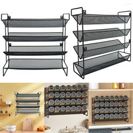 Kitchen Storage 4-Tiers Spice Rack Organiser Multifunctional Jars Metal For Countertop Cabinet Pantry Racks Tool