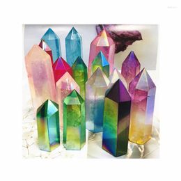 Decorative Figurines Natural Colorful Tower Crystals Healing Stones Aura Clear Quartz Qoint For Home Decoration
