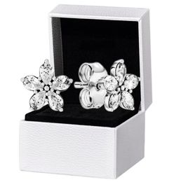 NEW Sparkling Snowflake Stud Earrings 925 Sterling Silver Original box set for CZ crystal Womens Party Gift Earring5125173