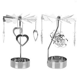 Candle Holders Holder Rotary Candlestick Stand Tealight Tea Light Rotating Wedding Carousel Table Metal Day Soy Heart Revolving Valentine