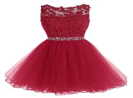 Real Lace Beaded Homecoming Dresses 2020 Sequined Appliques Red Cocktail Gowns Short Prom Dresses Backless Semi Formal Gown5480359