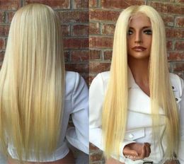 150 Density 613 Straight Thick No Glue Full Lace Human Hair Wig with Baby Hair Brazilian Honey Blonde Human Hair Lace Front Wig C3007405