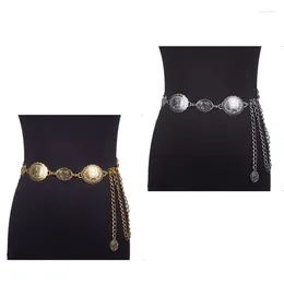 Belts Delicate Carved Flower Buckle Waist Chain Women Coat Dress Belt Thin Waistband Shinning Slimming Adjustable