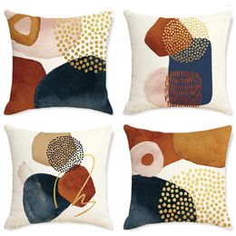 Pillow 4pcs/pack Sofa Pillowcase Morandi Simple Abstract Wind Linen Print Decorative Home