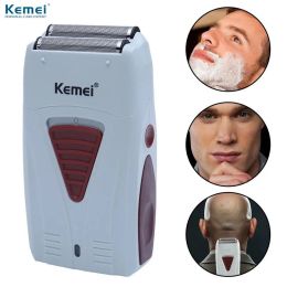 Shavers kemei KM3382 Rechargeable cordless shaver for men twin blade reciprocating beard razor facecare greasy barber scissors