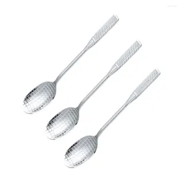 Spoons 3 Pcs Kitchen Spoon Dessert Scoops Stainless Steel Serving Heavy Duty Drinks