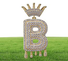 Iced Out Pendant Hip Hop Jewellery Mens Luxury Diamond Vintage Crown English Letter Tassel Pendants with Rope Chain Women Wedding Ac8227651