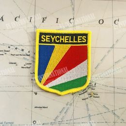 SEYCHELLES National Flag Embroidery Patches Badge Shield And Square Shape Pin One Set On The Cloth Armband Backpack Decoration