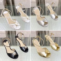Fashion Designer High-heel Sandals High Quality Women's pearl-embellished Highs Sandals Round Toe 85mm High Stiletto Heels NINGMENG Sizes 35-42