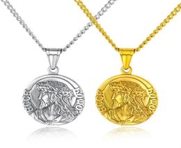 Engraved Jesus Pattem Pendants Necklace 316 Stainless Steel Men Women Religious Jewelry48575928167301