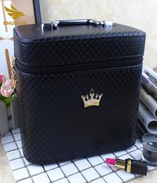 Women noble Crown big Capacity Professional Makeup Case Organiser High Quality Cosmetic Bag Portable Brush Storage box Suitcase5866292