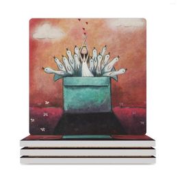 Table Mats I'm A Box Of Birds Ceramic Coasters (Square) Bulk Funny For The Kitchen Accessories Coffee Cup Stand