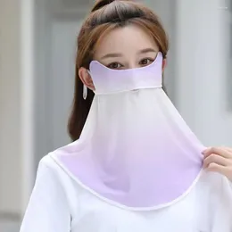 Scarves Face Shield Gradient Sunscreen Mask Windproof Blush Silk Hanging Ear Sun UV Protection Cover Outdoor