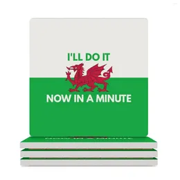 Table Mats I'll Do It Now In A Minute Ceramic Coasters (Square) Cup Holder Set Cute Cups