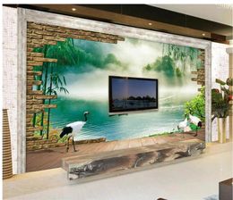 Wallpapers 3D Stereo Brick Wall Landscape Wallpaper Mural Living Custom Po