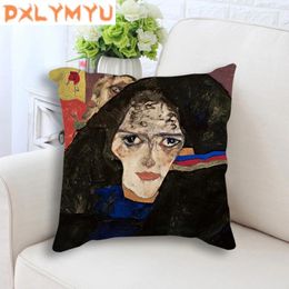 Pillow Nordic Linen Cotton Cover HD Watercolor Modular Abstract Characters Pictures Printed Pillowcase Decorative Covers