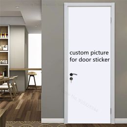 Stickers Custom picture Door Stickers SelfAdhesive Photo Wallpaper Fridge Sticker Door Poster Furniture Mural Custom Size Wall Decals