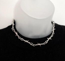 Chains Punk Style Barbed Wire Choker Stainless Steel Necklace HipHop Women039s Accessories Gothic Mens Jewellery Unisex 2021 G5424159