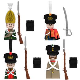 Military Building Blocks Napoleonic Wars Medieval Solider Knights Figures Cavalry Equipments Accessories Flags Sword Mini Bricks