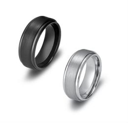 8MM Tungsten Carbide Rings with Matte Center Step Edge Mens Wedding Bands US Size 713 Leave Message About the Size Color8238629