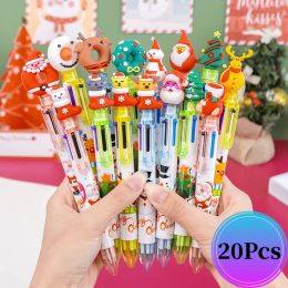 Pens 20Pcs/Lot Christmas 6 Colour Ballpoint Pen Cute Pens Free Shipping Wholesale Stationery Girls Ballpen Aesthetic Set Kawaii Fancy