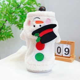 Dog Apparel White Colour Lambswool Fabric Super Warm Snowman Printed Pet Coats For Autumn And Winter 2024 Ropa Mascotas Products