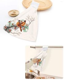Towel Chinese Style Plum Blossom Bird Hand Towels Home Kitchen Bathroom Hanging Dishcloths Loops Quick Dry Soft Absorbent Custom