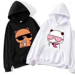 Women's Hoodies Couple Bubu Is Watching Movie With Dudu Plus Size Sweatshirt Cartoon Kawaii Print Pullover Harajuku Men Women Clothing