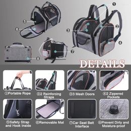 Cat Carriers Portable Carrier Bag For Dogs Travel Breathable Car Seat Dog Puppy Safety Reflective Pet Handbag