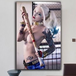 Harley Quine Suicide Squad Movie Posters Sexy Lady Canvas Prints Nude Oil Painting Wall Art Picture for Living Room Bedroom Home Decor