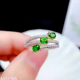 Cluster Rings KJJEAXCMY Fine Jewellery 925 Sterling Silver Inlaid Natural Diopside Women Exquisite Elegant Adjustable Gem Row Ring Support