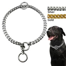 Dog Chain Collar Stainless Steel Dogs Slip Collars Metal Pet P Choke Chrome Plated Chain For Medium Large Dogs Training Pitbull