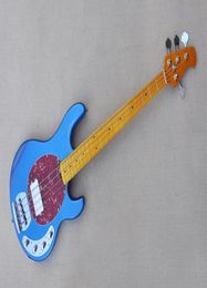 Factory Custom 4string Metal Blue Electric Bass Guitar with Yellow Maple FretboardRed PickguardChrome HardwaresOffer Customize4920424