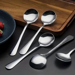 Spoons 1Pcs Soup Stainless Steel Round Dinner Tableware Set For Home Kitchen Or Restaurant Dishwasher Safe