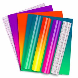 Films HTVRONT 6pcs 12x10'' Hot Sensitive Color Changing Vinyl Adhesive Sign Vinyl Sheets+ 2pcs Transfer Paper Tape for Cricut Cup