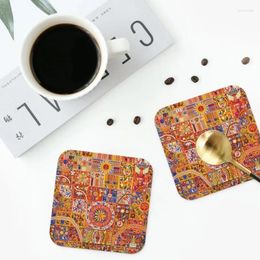 Table Mats TILES Coasters PVC Leather Placemats Non-slip Insulation Coffee For Decor Home Kitchen Dining Pads Set Of 4